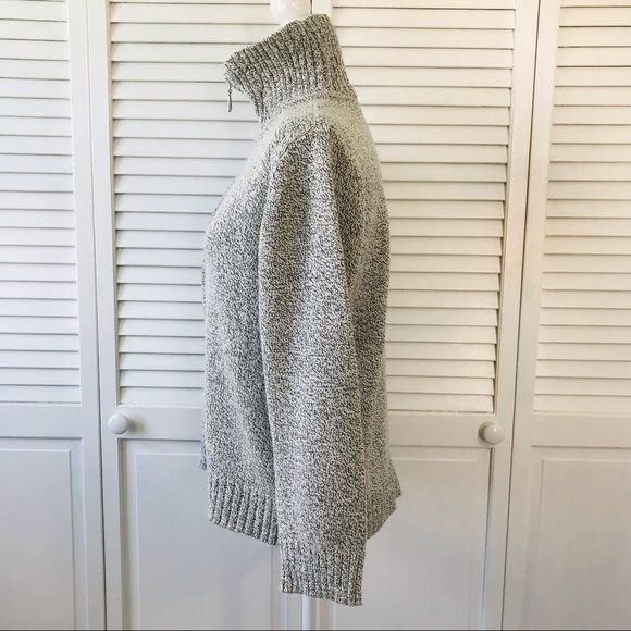 2/$25 KAREN SCOTT White Gray Zip Up Turtleneck Sweater Size Large - Picture 5 of 10